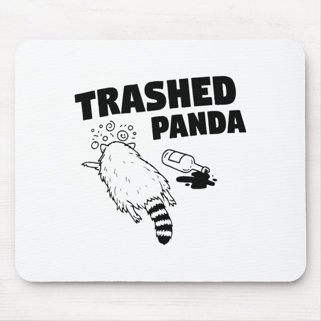 Mousepad Panda Arrombado, Guaxinim Bêbado Engraçado, Humor  (Frente)