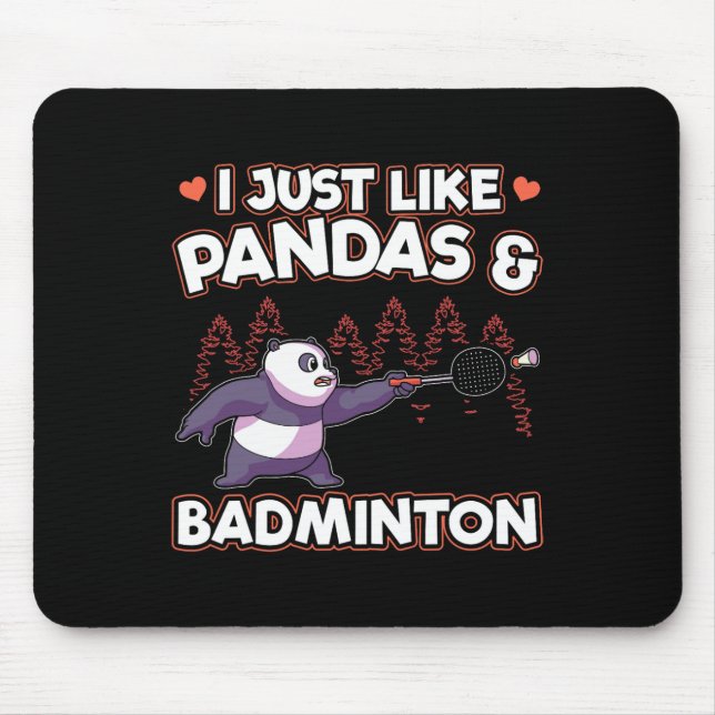 Mousepad Panda Badminton Eu Só Amo Pandas (Frente)