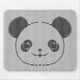Mousepad Panda Bear Face On Wave Patterno