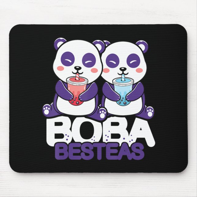 Mousepad Panda Boba Bubble Tea Anime Kawaii Neko Girls (Frente)