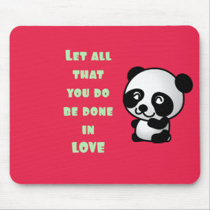 Mousepad Panda com citações inspiradas do amor