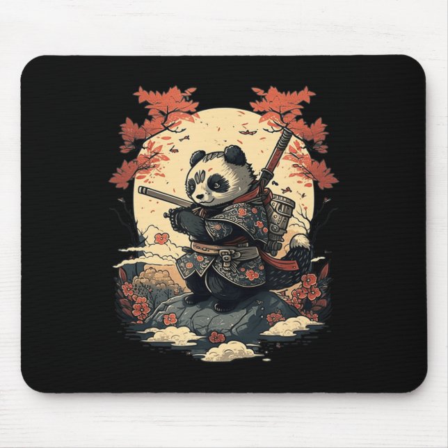 Mousepad Panda de Anime Samurai Estilo Japonês Kawaii (Frente)
