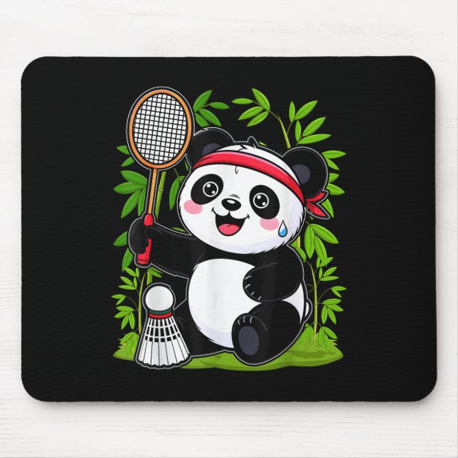 Mousepad Panda de Badminton Esgotado - Ani de Peteca Engraç (Frente)