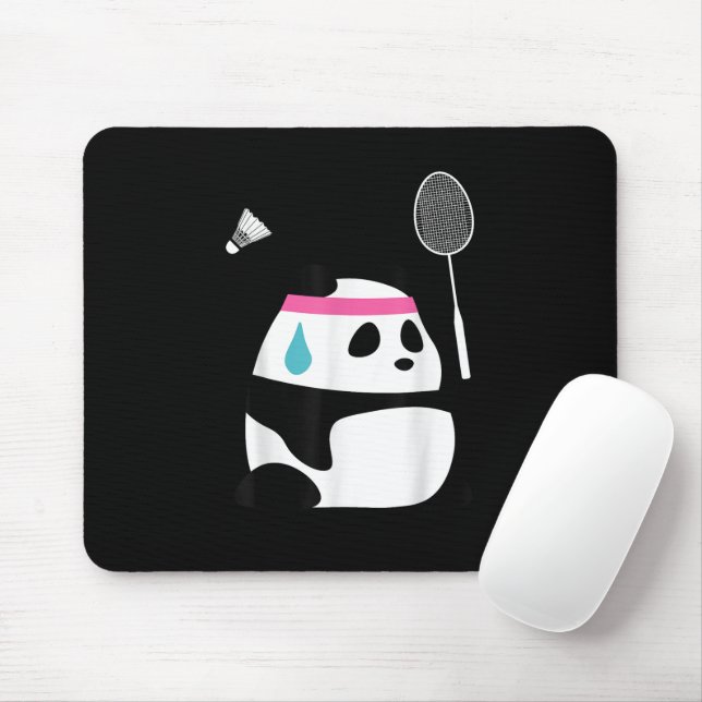 Mousepad Panda de badminton exausto engraçado fofo (Com mouse)