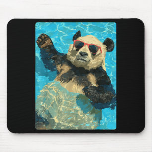 Mousepad Panda engraçado com óculos de sol Animal legal de