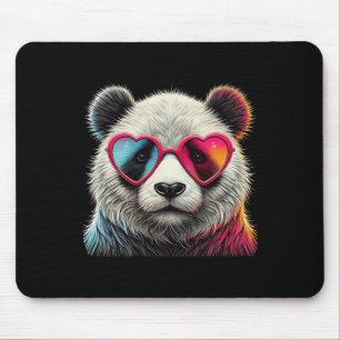 Mousepad Panda Fofo de Coração de Sungles do Dia dos Namora