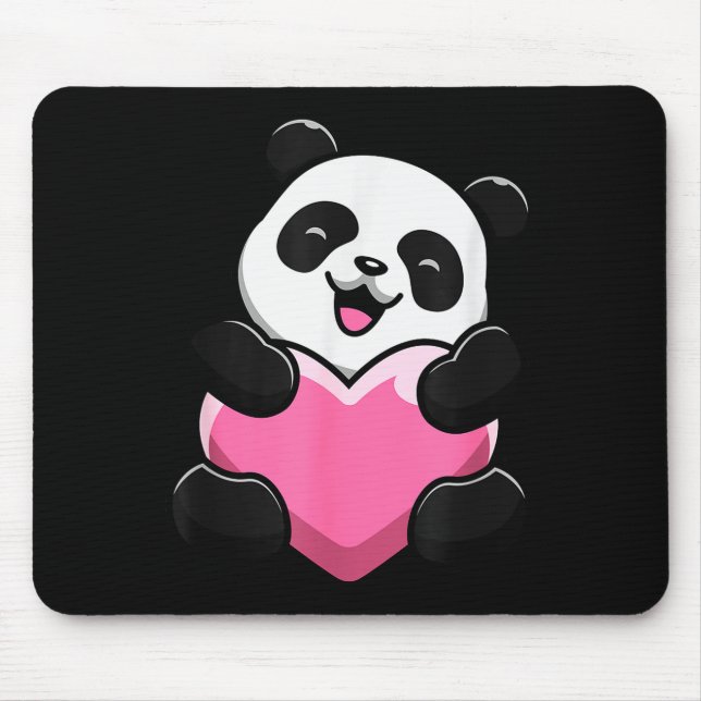 Mousepad Panda Fofo Segurando Um Coração - Dia dos Namorado (Frente)