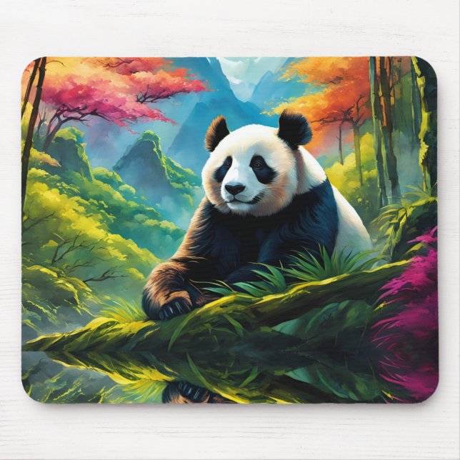 Mousepad Panda gigante na floresta de Bamboo na montanha (Frente)