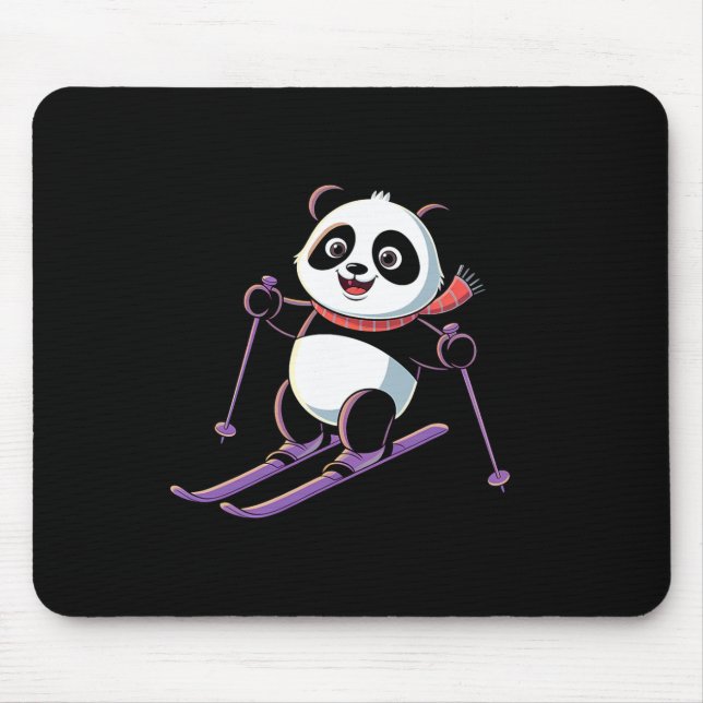 Mousepad Panda Inteligente Brincando de Esqui Divertido Hum (Frente)
