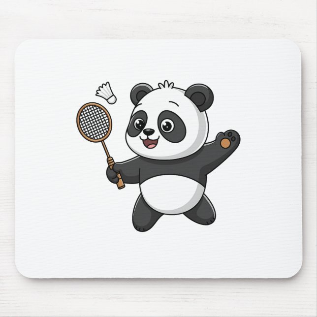 Mousepad Panda Inteligente Jogando Badminton Engraçado Humo (Frente)