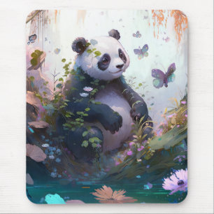 Mousepad Panda Retrato Animal Pintando A Vida Selvagem Ao A