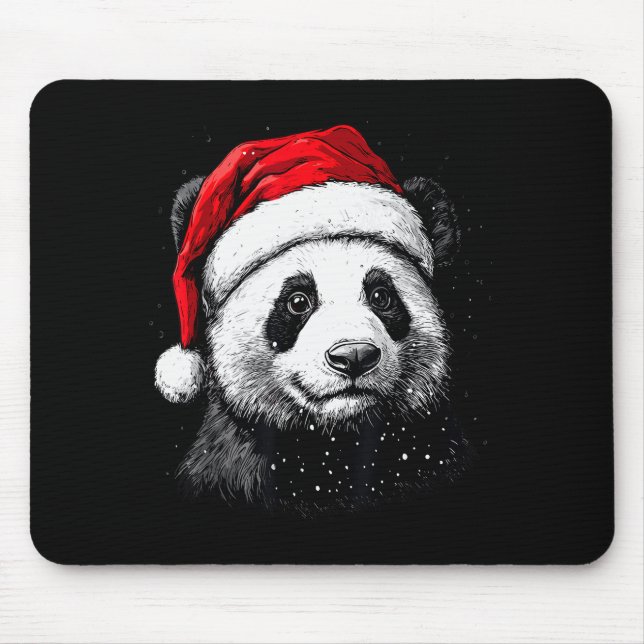Mousepad Panda Santa Hat Funny Panda Lovers Christmas Xmas  (Frente)