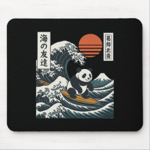 Mousepad Panda Surfando Onda Japonesa Grande Onda _2