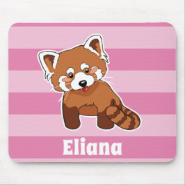 Mousepad Panda vermelha com seu nome - animal personalizado