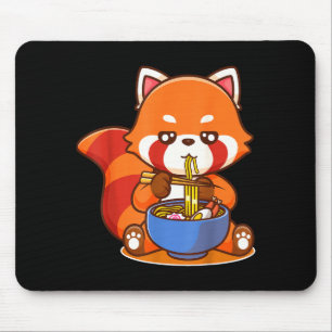 Mousepad Panda Vermelho Comendo Sopa Japonesa Ramen Animal