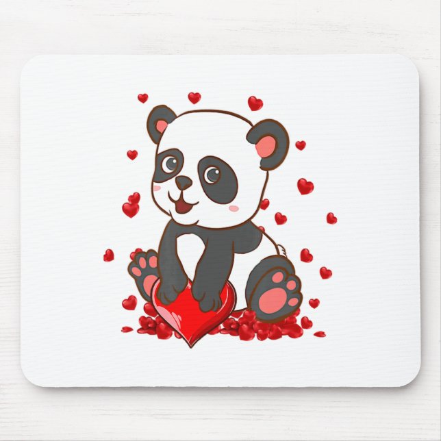 Mousepad Panda With Hearts Valentines Day Women And Girls  (Frente)