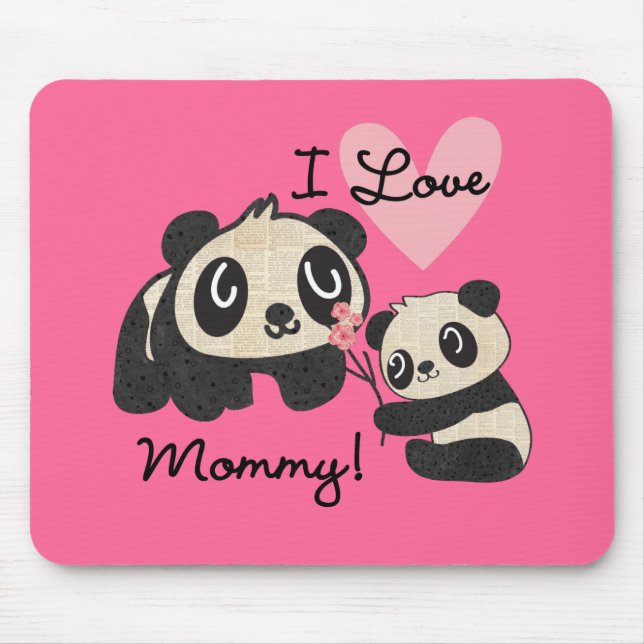 Mousepad Pandas eu amo mamães (Frente)