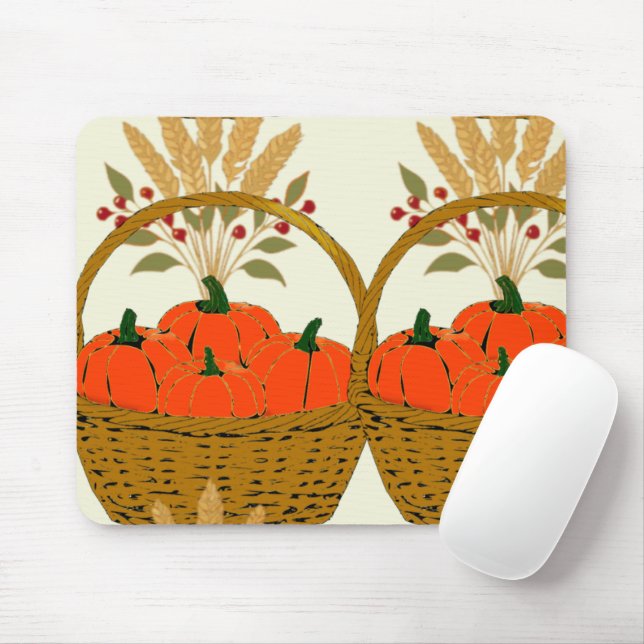 Mousepad 🍂 Panier de Citrouilles et Blé d'Automne (Com mouse)