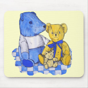Mousepad pano azul do piquenique da verificação com os tr