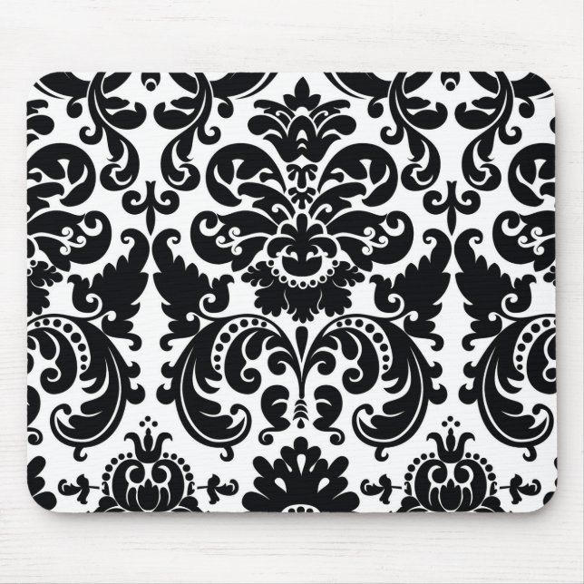 Mousepad Pano de Mouse de Computador Elegante Chic Preto Br (Frente)