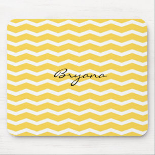 Mousepad Pano de Rato com Padrão Chevron Amarelo Brilhante