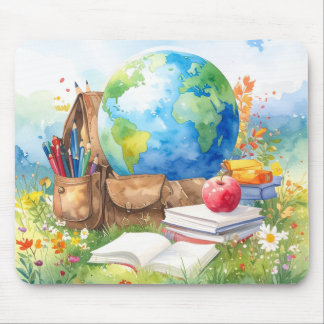 Mousepad Pano de Rato de Aquarela de Volta às Aulas