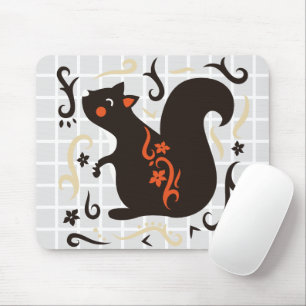 Mousepad Pano de Rato de Grade Esquilo Fofo Arte Folclórica