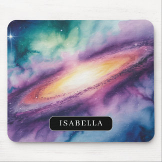 Mousepad Pano de Rato de Nebulosa de Galáxia em Aquarela