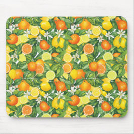 Mousepad Pano de Rato Jardim de Citrinos em Aquarela