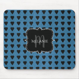 Mousepad Pano de Rato Personalizado Coração Grunge Azul Pre