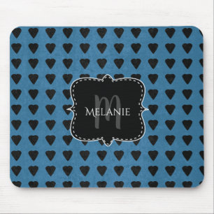 Mousepad Pano de Rato Personalizado Coração Grunge Azul Pre