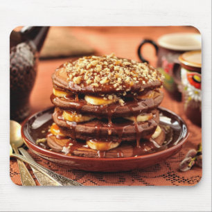 Mousepad Panquecas do chocolate com bananas e caramelo