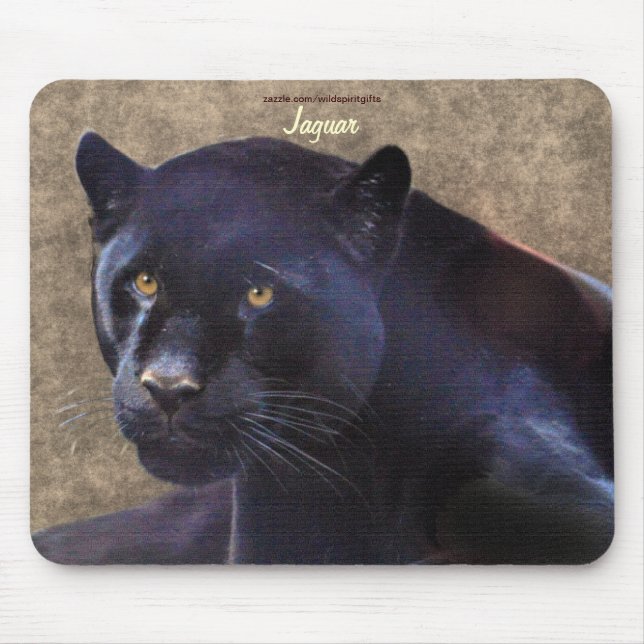 Mousepad Pantera Jaguar Negra Cabeça-de-Mão-de-Obra Grande  (Frente)