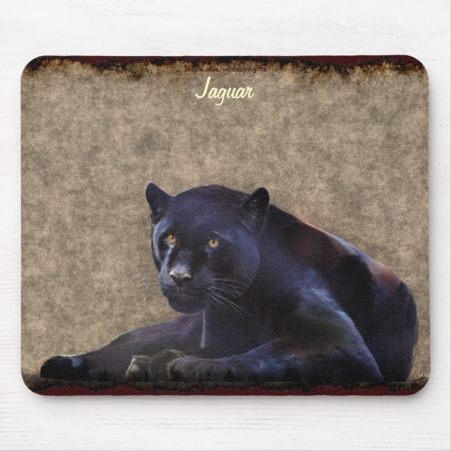 Mousepad Pantera Jaguar Negra Cabeça-de-Mão-de-Obra Grande  (Frente)