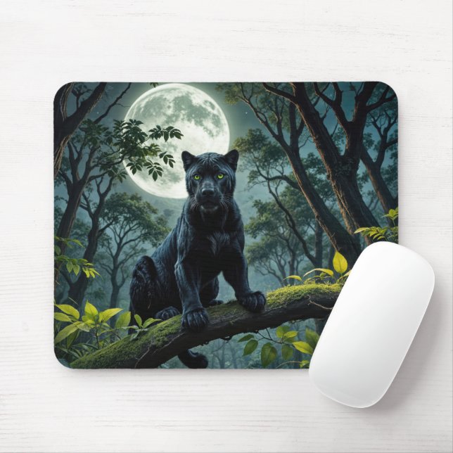 Mousepad Pantera Preta em uma Ramificação de Árvore Ligada  (Com mouse)