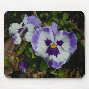 Mousepad Panteras roxas e brancas Floral colorida