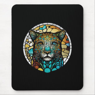 Mousepad Panther Animal Portrait Vidro Estido Arte Selvagem