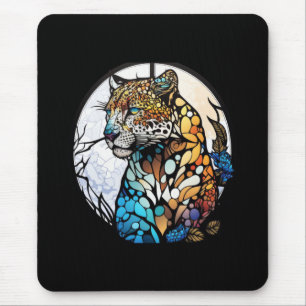 Mousepad Panther Animal Portrait Vidro Estido Arte Selvagem