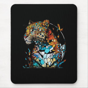 Mousepad Panther Animal Portrait Vidro Estido Arte Selvagem