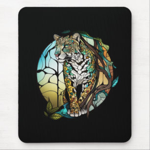 Mousepad Panther Animal Portrait Vidro Estido Arte Selvagem