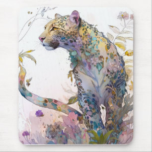 Mousepad Panther Portrait Animal Painting Willife Forest