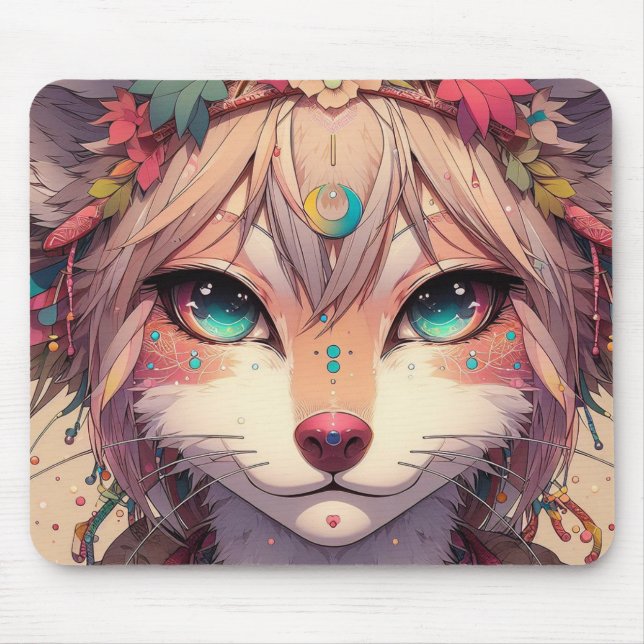 Mousepad Pão de rato animal animado, gato anime (Frente)