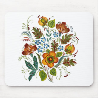 Mousepad Pão de rato com flores de estilo ucraniano