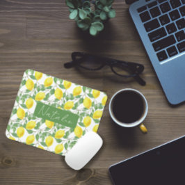 Mousepad Pão de rato com nome de padrão de limão floral de