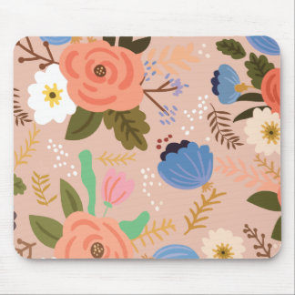 Mousepad Pão de rato com padrão de flores estilizada
