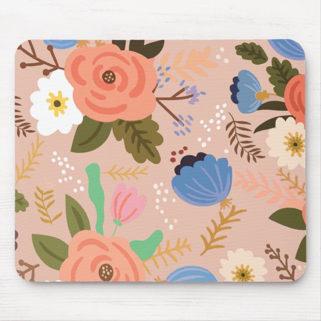Mousepad Pão de rato com padrão de flores estilizada (Frente)