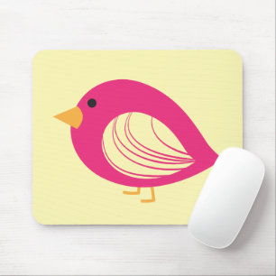 Mousepad Pão de rato de aves cinzentas, cor-de-rosa, branca