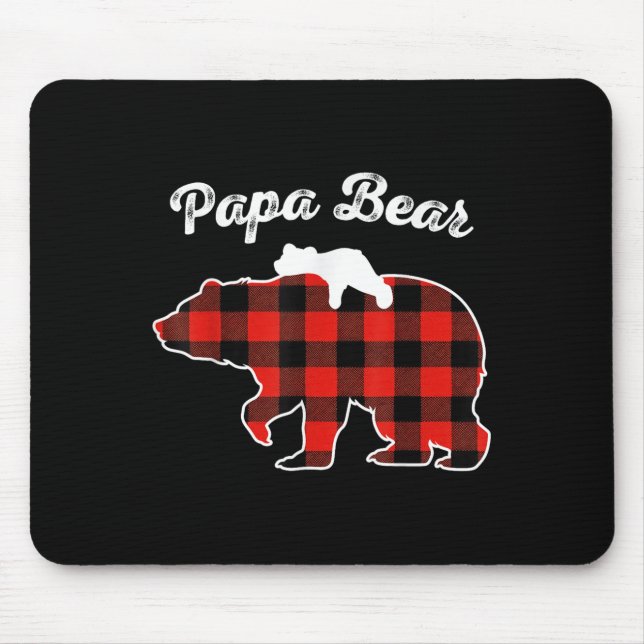 Mousepad Papa Bear Flannel Red Plaid Pajama Family Matching (Frente)