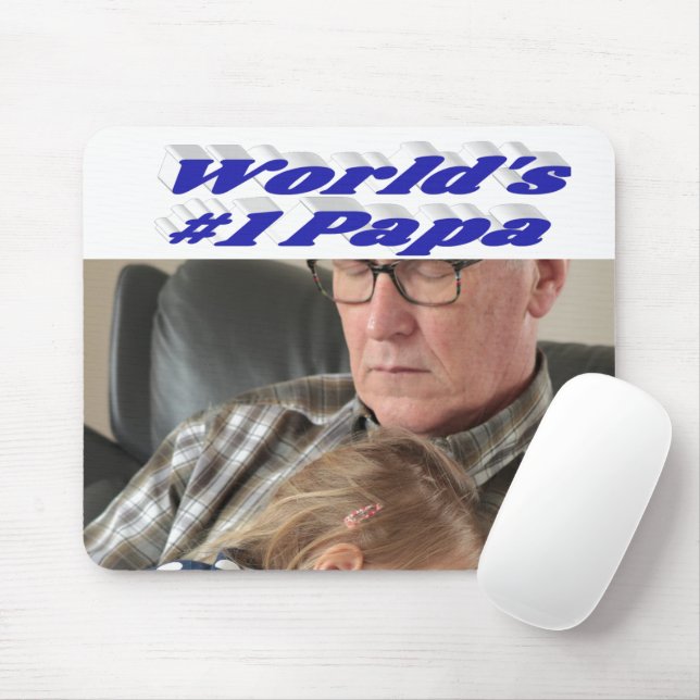 Mousepad Papá foto com texto azul (Com mouse)