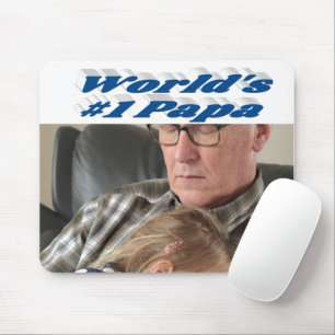 Mousepad Papa foto com texto azul-marinho